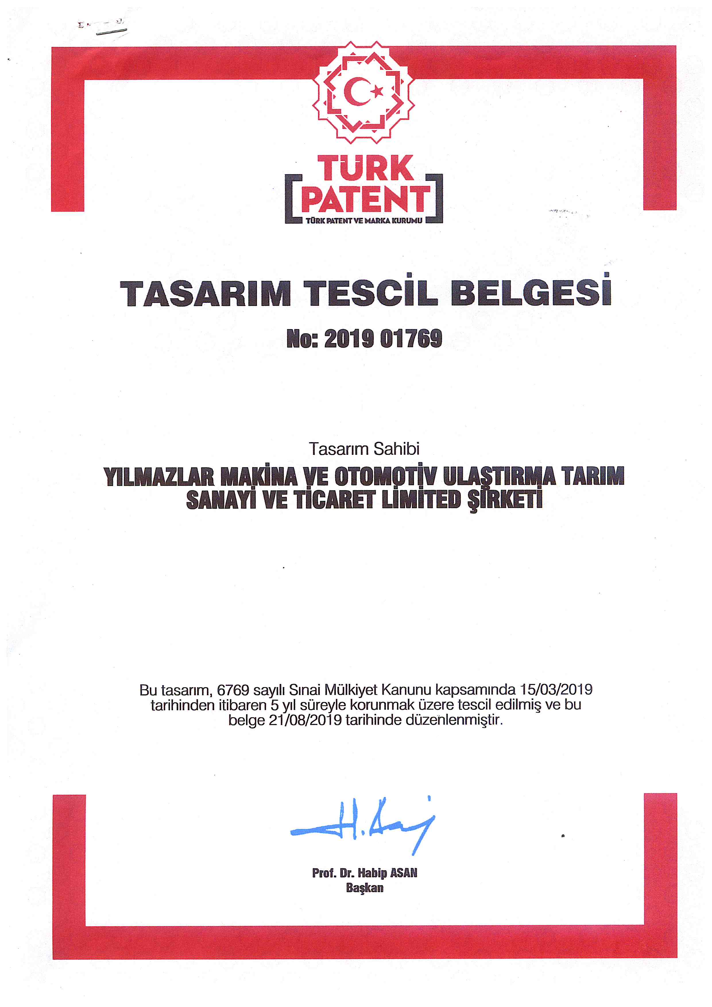 Tasarım Tescil Belgesi 4